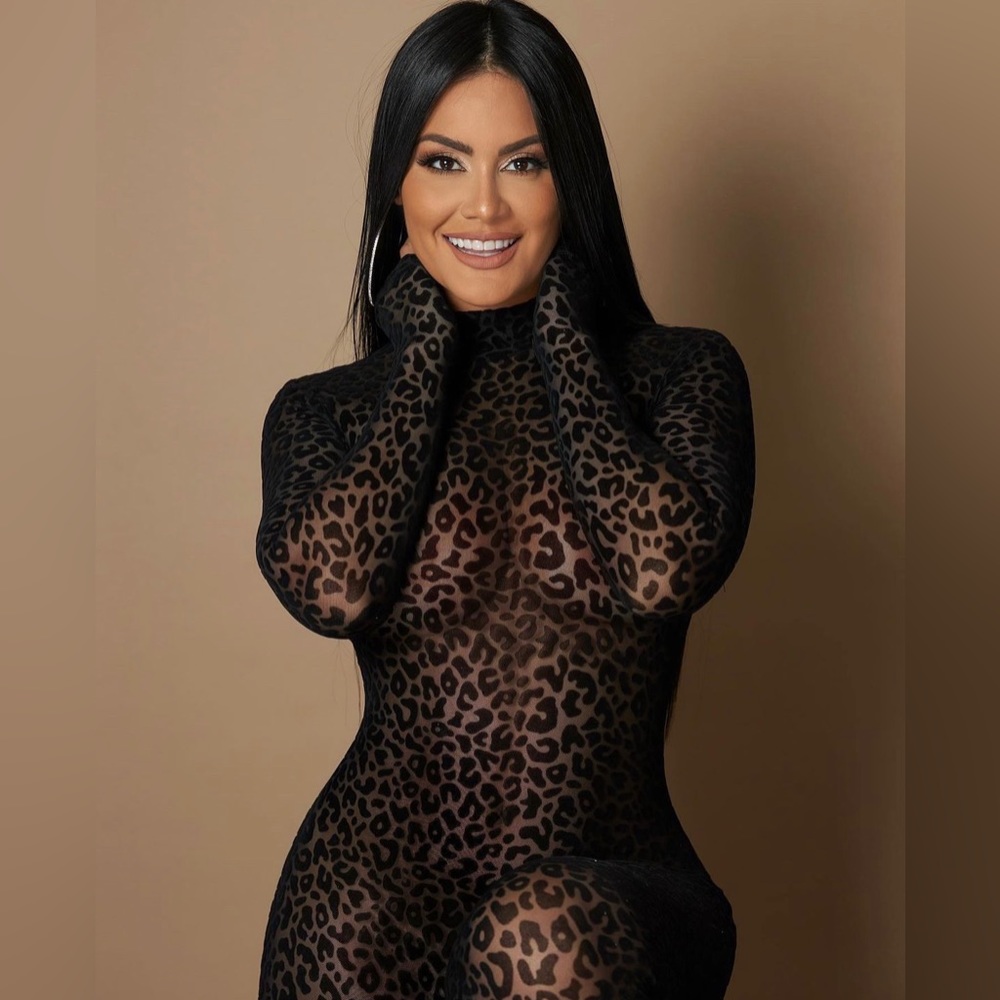 SEXY BLACK LEOPARD NIGHT BODYSUIT- DNS WEAR